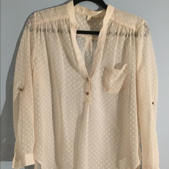 Cream sheer top with polka dots - Picture 2 of 8